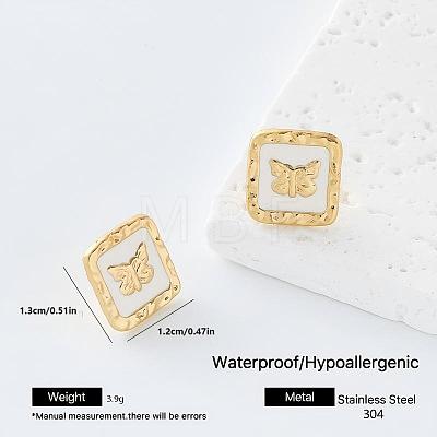 304 Stainless Steel Enamel Stud Earrings for Women VU1014-3-1