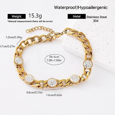 Vintage 304 Stainless Steel Crystal Rhinestone Link Bracelets for Women AT2110-4-1
