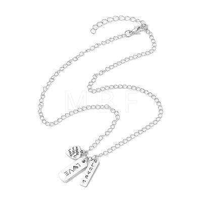 Valentine's Day Alloy and 201 Stainless Steel Word Love Pendant Necklaces NJEW-JN04693-1
