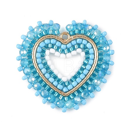 Glass Seed Beaded Pendants PALLOY-MZ01385-01-1