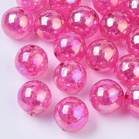 AB Color Transparent Crackle Round Acrylic Beads CACR-S006-06-1