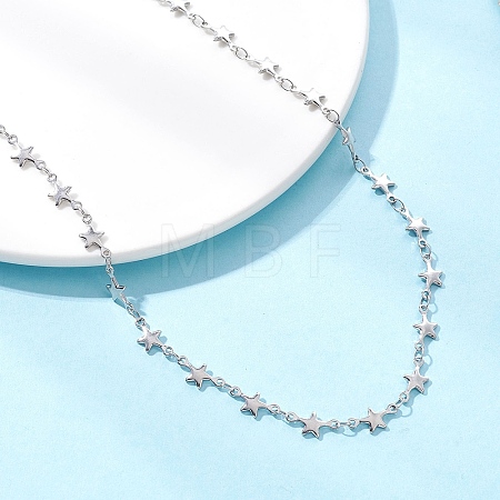 304 Stainless Steel Star Link Chain Necklaces for Women NJEW-JN05652-1