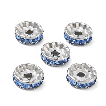 304 Stainless Steel Rhinestone Spacer Beads RB-CBA18B7-01P-10-1