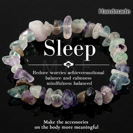 Natural Fluorite Chip Beaded Stretch Bracelets JI5766-18-1