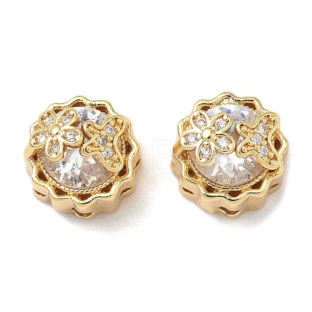 Brass Micro Pave Clear Cubic Zirconia Beads KK-H526-07G-1