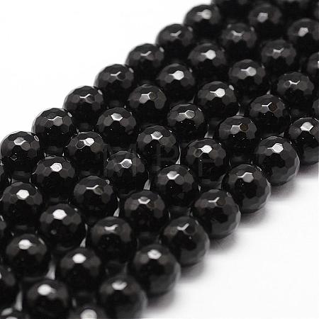 Natural Dyed & Heated Black Onyx Beads Strands G-D840-22-6mm-1