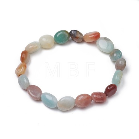 Natural Flower Amazonite Stretch Beaded Bracelets BJEW-K213-C17-1