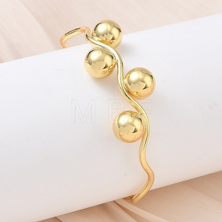 Wave Brass Cuff Bangles BJEW-C157-04G-1
