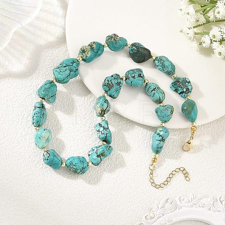 Dyed Natural Magnesite Nuggets Beaded Necklaces NJEW-JN06435-1