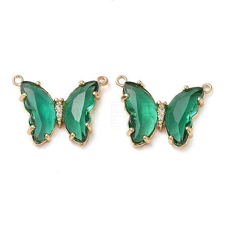 Brass Pave Faceted Glass Connector Charms FIND-Z020-03T-1