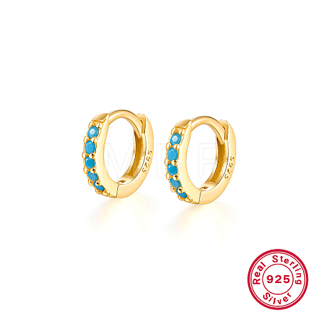 925 Silver Zircon Round Hoop Earrings Unisex Geometric Stylish Jewelry KO3739-13-1