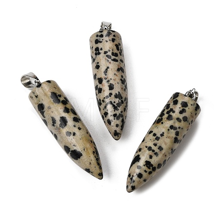 Natural Dalmatian Jasper Pointed Pendants G-F820-12K-1