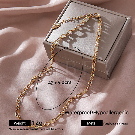 304 Stainless Steel Figaro Chain Necklaces for Women PU1491-1-1