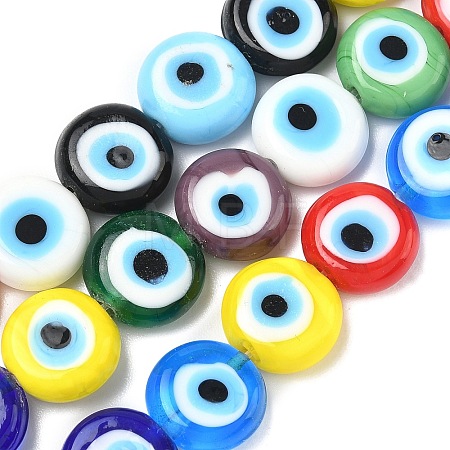 Handmade Evil Eye Lampwork Beads Strands LAMP-G168-05-1
