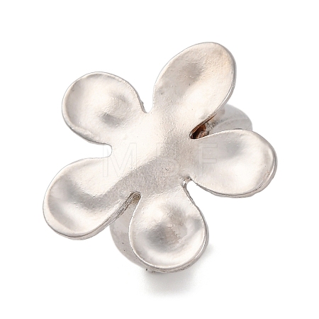 Flower Alloy Open Cuff Rings for Women RJEW-M018-01P-1