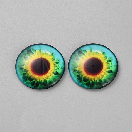 Mixed Animal Eye Pattern Glass Cabochons AJEW-WH0070-08B-1
