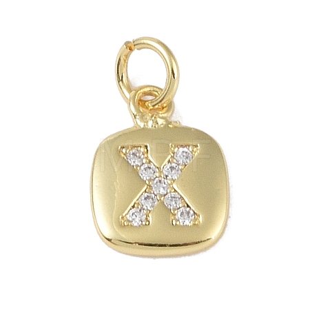 Rack Plating Brass Micro Pave CLear Cubic Zirconia Charms KK-E110-14G-X-1