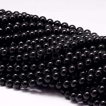 Natural Black Tourmaline Beads Strands G-P132-16-8mm-1