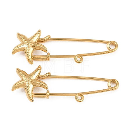 Starfish 304 Stainless Steel Safety Pins Brooch Findings SA-CBA098D-16I-G01-1