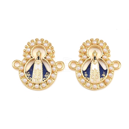 Brass Enamel Religion Virgin Connector Charms KK-L275-33G-1