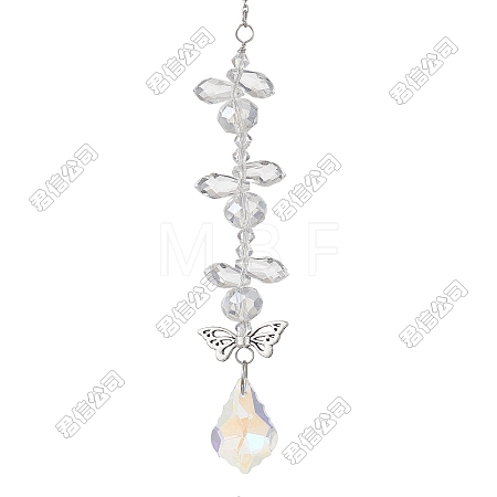 3Pcs Leaf Glass Hanging Suncatchers HJEW-TADJ0014-1