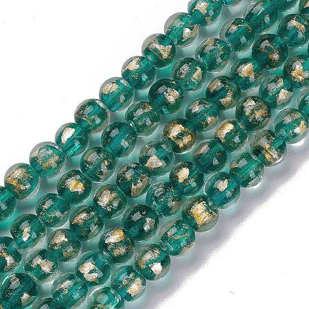 Handmade Gold Sand Lampwork Beads Strands LAMP-C010-01F-1
