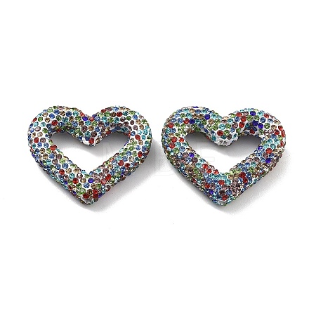 Heart Shape Polymer Clay Rhinestone Beads CLAY-NH0001-09A-01-1