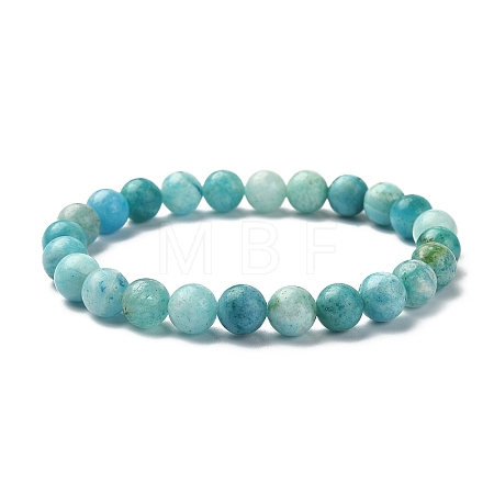 Natural Hemimorphite Round Beaded Stretch Bracelets BJEW-TA00280-1