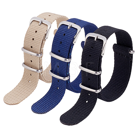 3Pcs 3 Colors Nylon Watch Bands AJEW-OC0015-62-1