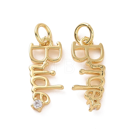 Rack Plating Brass Micro Pave Cubic Zirconia Pendants KK-C008-12G-1