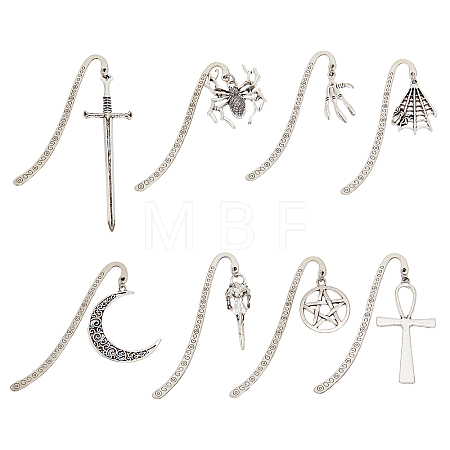 1 Set Gothic Style Alloy Hook Bookmarks AJEW-FH0003-75-1