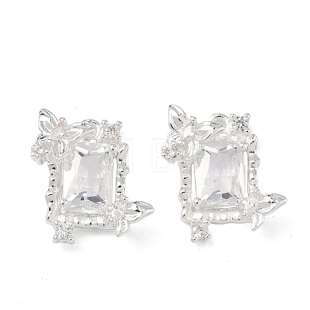 Brass Pave Clear Cubic Zirconia Pendants KK-C168-22S-1