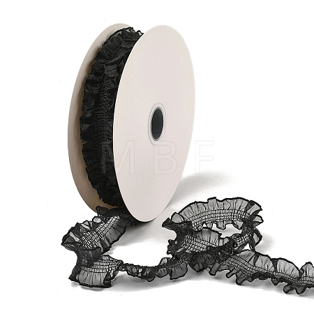 20 Yards Polyester Pleated Elastic Lace Trim SRIB-M015-01D-1