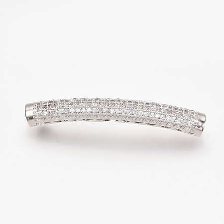 Brass Micro Pave Cubic Zirconia Tube Beads ZIRC-T004-75P-1