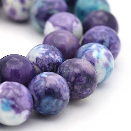 Synthetic Ocean White Jade Round Bead Strands G-M165-6mm-01-1