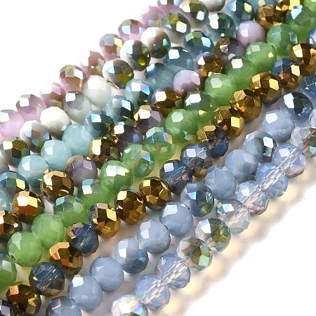 Electroplate Glass Faceted Rondelle Beads Strands EGLA-D020-8x5mm-M3-1