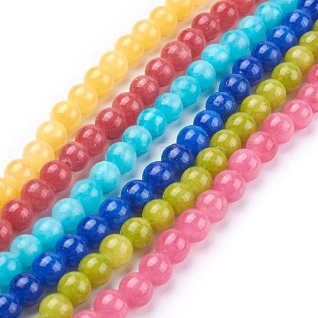 Natural Yellow Jade Beads Strands G-G598-6mm-YXS-1