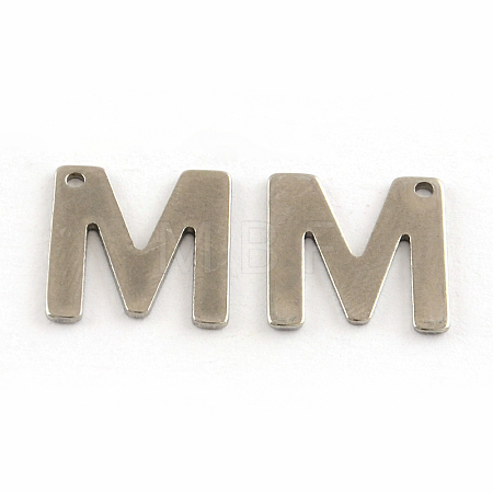 Tarnish Resistant 201 Stainless Steel Letter Charms STAS-S036-13-1