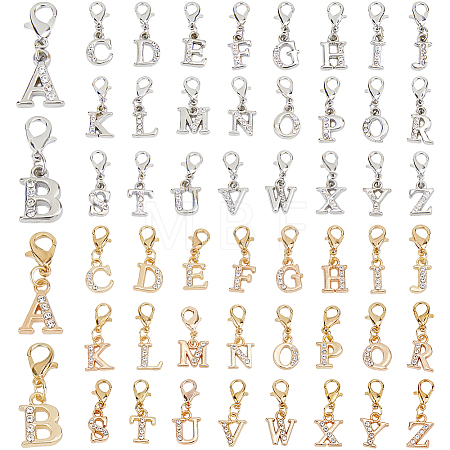 52Pcs 2 Colors Alloy Rhinestone Pendant Decorations HJEW-FH00323-1