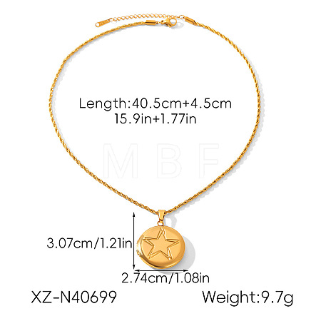 304 Stainless Steel Embossed Photo Locket Pendant Necklaces WG7FD69-02-1