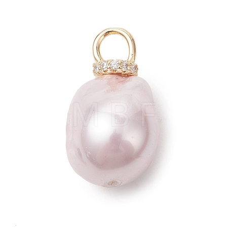 Electroplated Glass Imitation Pearl Pendants PALLOY-JF05266-02-1