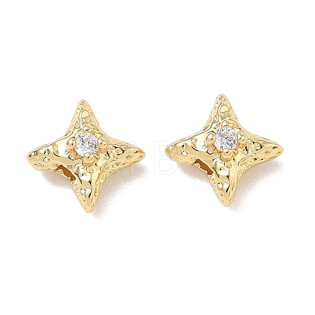 Brass Micro Pave Clear Cubic Zirconia Beads CU-CBA91C0-02G-1