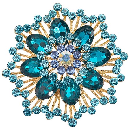 Flower Alloy Rhinestone Brooches for Backpack Clothes JEWB-WH20011-02E-1