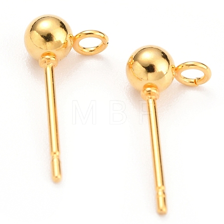 304 Stainless Steel Ball Stud Earring Findings STAS-G099-09G-1