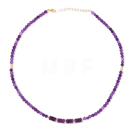 Adjustable 4MM Round Natural Amethyst Graduated Beaded Necklaces with Heishi Beads for Women Elegant Fashion Jewelry Gift RG0808-1-1