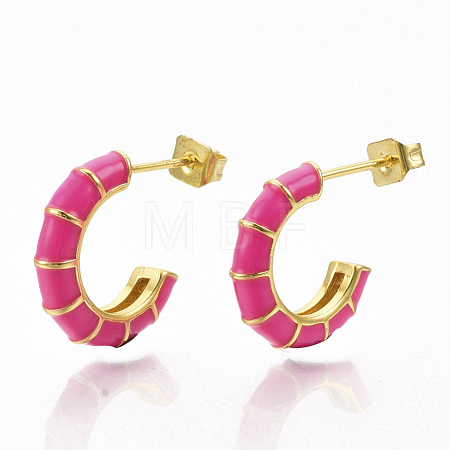 Brass Stud Earrings EJEW-S209-10D-1