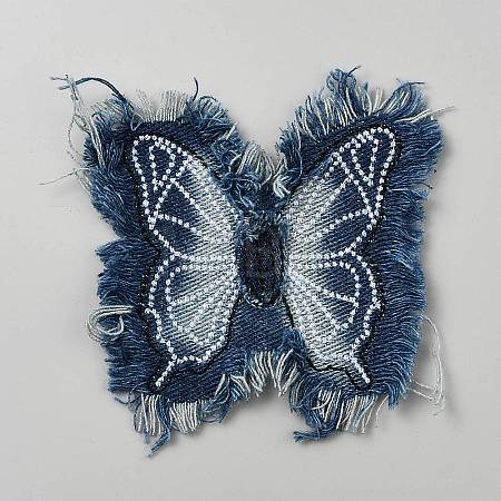 Polyester Denim Butterfly Patches FB-FZC8B93-01-1