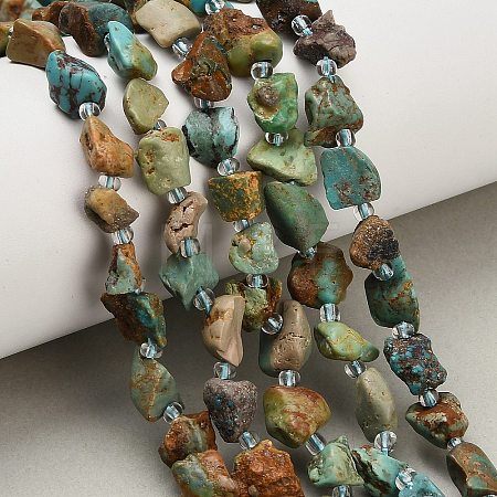 Raw Rough Natural HuBei Turquoise Beads Strands G-A322-B03-01-1