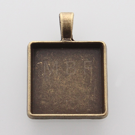 Square Alloy Pendant Cabochon Settings X-PALLOY-N0088-07AB-NF-1