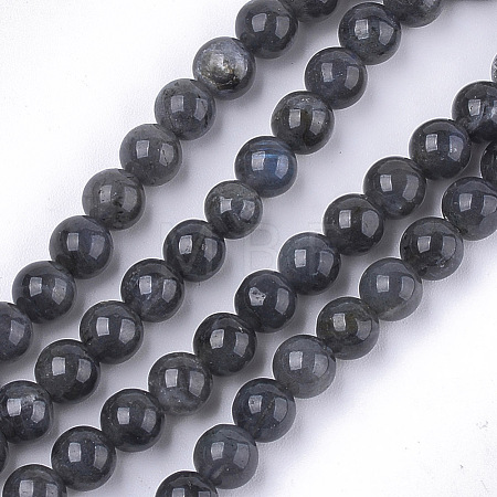 Natural Black Labradorite Beads Strands X-G-S333-6mm-021A-1